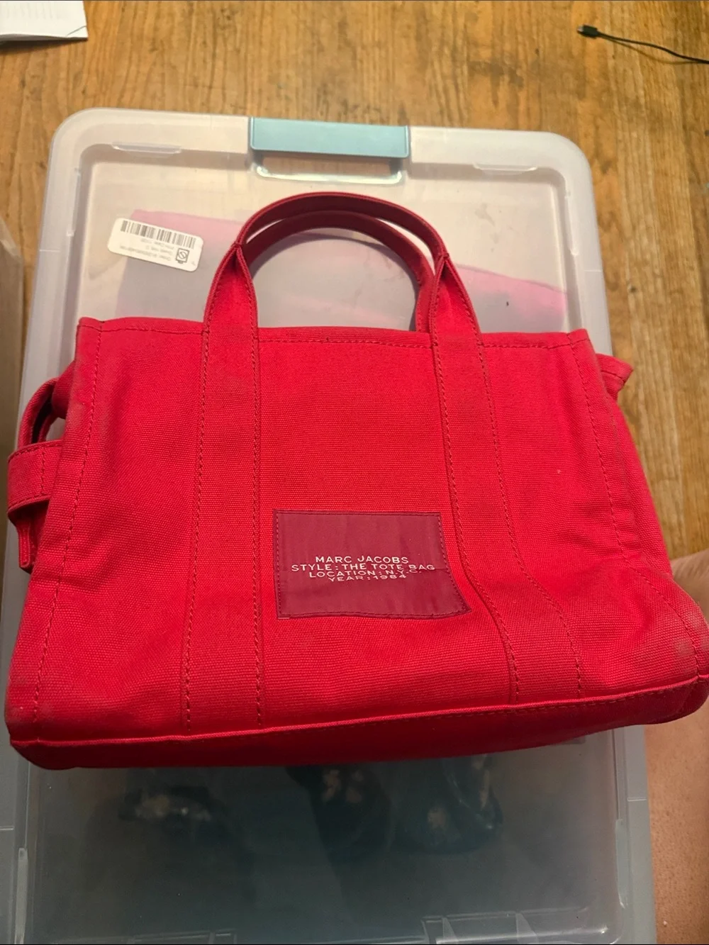 Marc Jacobs Red Canvas 'The Tote Bag' Medium Size USED